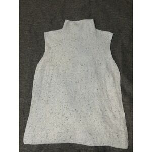 Chloe & Jasmine Womens XL Sweater Vest White Mock Neck Ribbed Knit Speckled